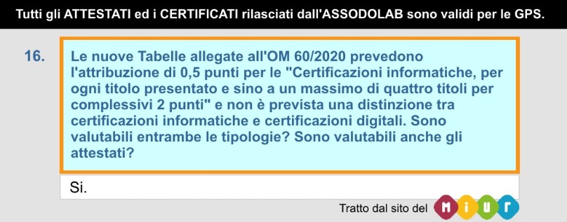 FAQ MIUR GPS corsi LIM Assodolab