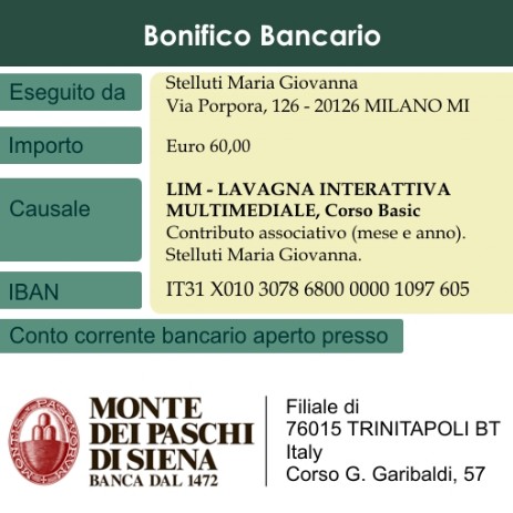 LIM – Lavagna Interattiva Multimediale bonifico bancario