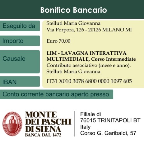 LIM – Lavagna Interattiva Multimediale bonifico bancario